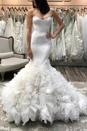 Abito da sposa in organza senza maniche a sala meravigliosa lunghi con increspato - Foto 1