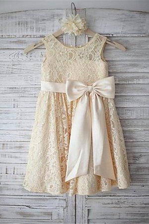 Robe de cortège enfant naturel avec fleurs avec zip avec nœud à boucle ligne a - Photo 5