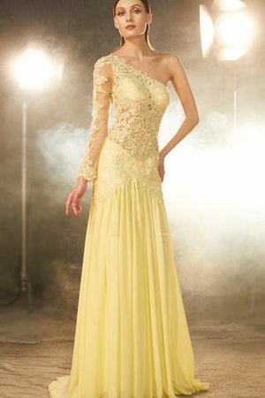 Robe de soirée longue de traîne courte collant avec manche longue avec chiffon - Photo 5