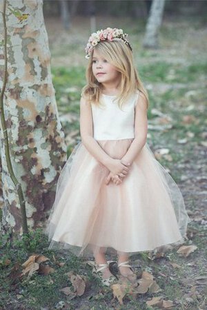 Abito da Cerimonia Bambini Senza Maniche con Piega in Tulle Tondo con Fiore Alla Caviglia - Foto 2