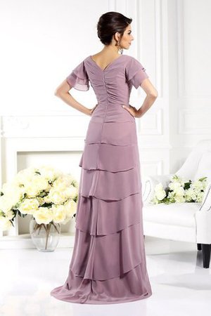 Chiffon Anständiges Bodenlanges Brautmutterkleid mit Kurzen Ärmeln mit Reißverschluss - Bild 2