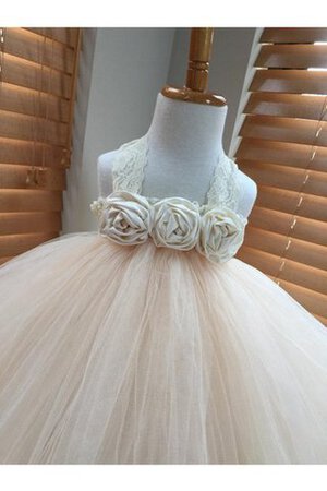 Robe de cortège enfant avec sans manches dénudé en tulle de lotus jusqu'à la cheville - Photo 2