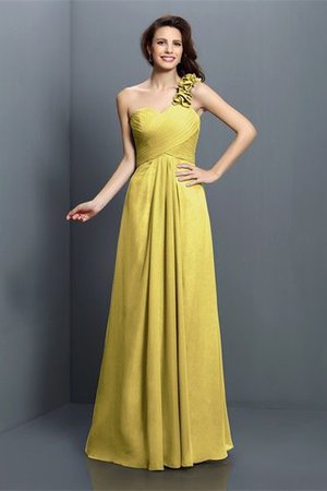 Robe demoiselle d'honneur longue avec chiffon avec fleurs ligne a manche nulle - Photo 8