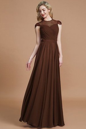 Robe demoiselle d'honneur naturel avec chiffon ligne a de princesse jusqu'au sol - Photo 12