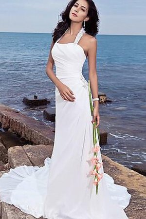 Vestido de Novia de Corte Recto de Playa de Escote halter de Abalorio de Natural - Foto 5