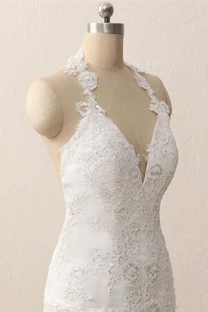 Vestido de Novia de Corte Recto de Escote halter de Apliques de Exquisito - Foto 4