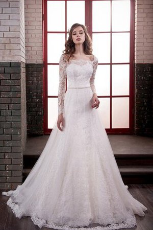 Robe de mariée delicat modeste classique avec manche longue de traîne moyenne - Photo 1