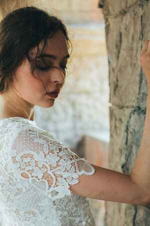 Vestido de Novia de Manga corta de Espléndido de Joya de Encaje Adorno - Foto 3