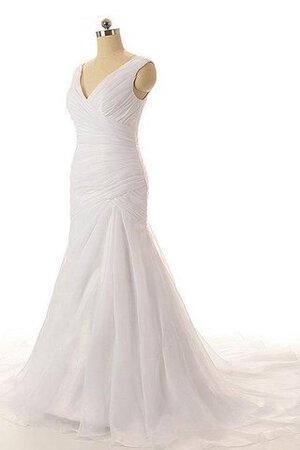 Abito da Sposa Cerniera V-Scollo in Organza Sirena lusso con Increspato - Foto 2