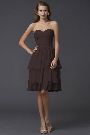 Robe demoiselle d'honneur naturel courte de col en cœur avec sans manches en forme - Photo 8