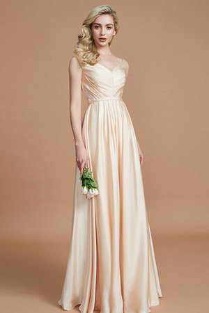 Robe demoiselle d'honneur naturel v encolure de princesse avec sans manches ruché - Photo 1