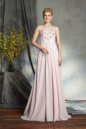 Robe mère de mariée longue avec zip avec chiffon de col bateau manche nulle - Photo 3