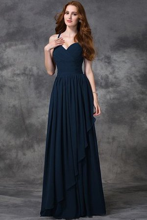 Reißverschluss Normale Taille Bodenlanges Brautjungfernkleid mit Rüschen aus Chiffon - Bild 10