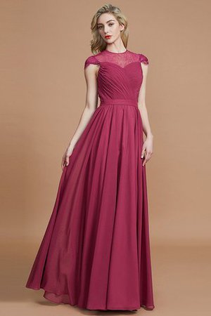 Normale Taille A-Linie Chiffon Kurze Ärmeln Brautjungfernkleid mit Schaufel Ausschnitt - Bild 5