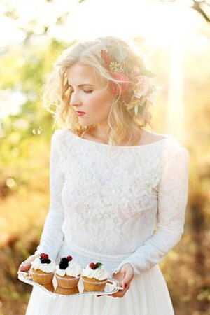 Robe de mariée facile discrete de col bateau en chiffon avec manche longue - Photo 1