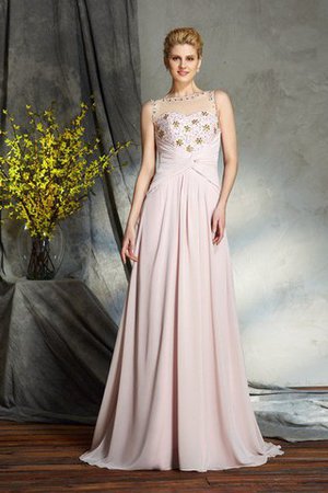 Robe mère de mariée longue avec zip avec chiffon de col bateau manche nulle - Photo 1