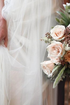 Robe de mariée naturel plissage ruché en tulle jusqu'au sol - Photo 3