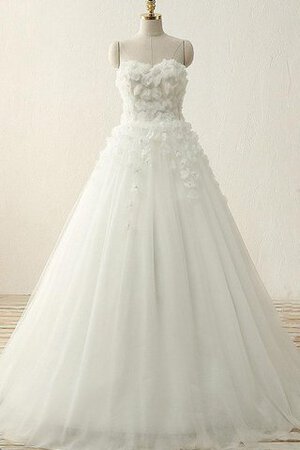 Robe de mariée longueru au niveau de sol en tulle avec perle en satin de col en cœur - Photo 1