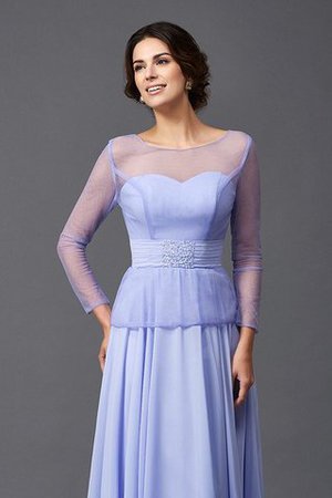 Robe mère de mariée longue avec zip avec manche longue avec chiffon a-ligne - Photo 7