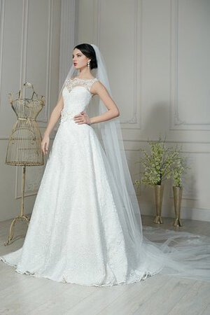 Robe de mariée simple col en bateau avec sans manches a-ligne longueru au niveau de sol - Photo 1