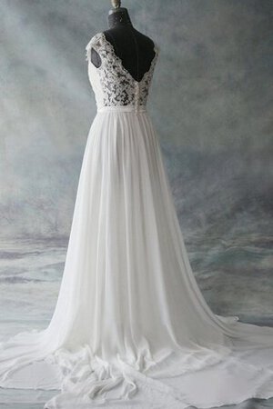 Robe de mariée plissage facile de col entaillé appliques de traîne moyenne - Photo 3