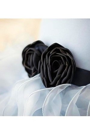 Ärmellos Reißverschluss Empire Taille Blumenmädchenkleid mit Blume mit Rüschen - Bild 3