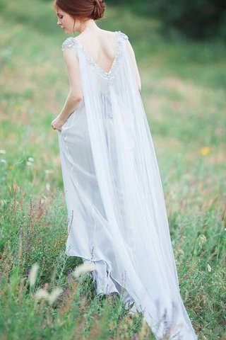 Robe demoiselle d'honneur romantique distinguee avec perle a-ligne col en bateau - Photo 2