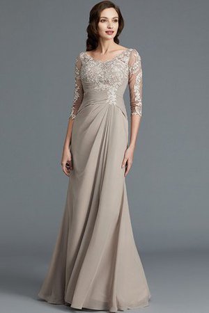 Robe mère de mariée encolure ronde en chiffon avec manche 1/2 jusqu'au sol a-ligne - Photo 5