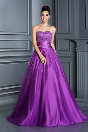 Robe de quinceanera en satin de mode de bal avec lacets de col en cœur avec perle - Photo 1