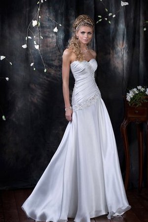 Robe de mariée jusqu'au sol manche nulle avec lacets avec perle de traîne courte - Photo 2