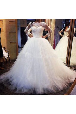 Robe de mariée naturel formelle de mode de bal en tulle de col bateau - Photo 1