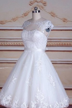 Abito da Sposa Semplice A-Line Tondo con Fusciacca con Nastro mini - Foto 1