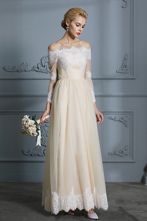 Abito da sposa in tulle con piega carina sogno a-line fuori dalla spalla - Foto 4