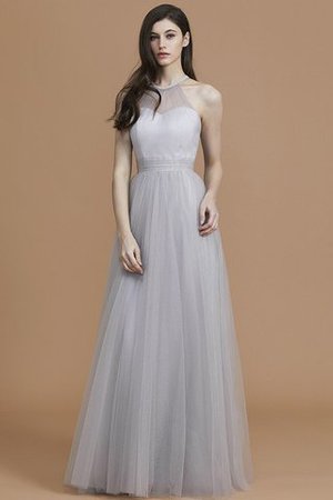 Nackenband Prinzessin Bodenlanges Brautjungfernkleid ohne Ärmeln mit Rüschen - Bild 2