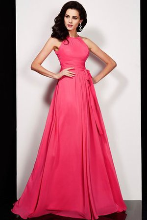 Chiffon Ärmelloses Normale Taille Hoher Kragen Ballkleid mit Schleife - Bild 1