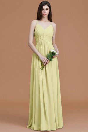 Robe demoiselle d'honneur naturel de princesse ruché avec chiffon avec sans manches - Photo 14