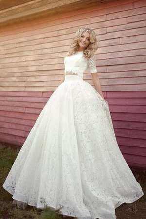 Robe de mariée romantique 2 pice de col haut ouverture frontale au niveau de cou - Photo 1