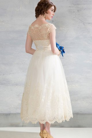 Abito da Sposa con Manica Corte A-Line Cappellino con Applique Barchetta in Tulle - Foto 2