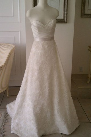 Vestido de Novia de Corte-A de Fajas de Blusa plisada de Sin mangas de Escote Corazón - Foto 2