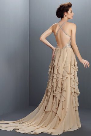 Robe de soirée naturel de princesse v encolure ligne a en chiffon - Photo 2