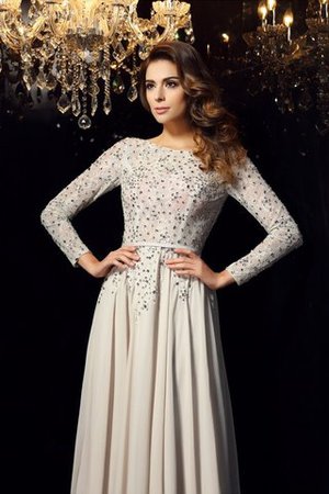 Robe de soirée longue avec chiffon encolure ronde a-ligne de princesse - Photo 5