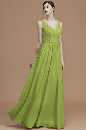 Robe demoiselle d'honneur en chiffon avec sans manches de lotus v encolure a-ligne - Photo 20