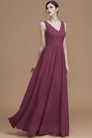 Robe demoiselle d'honneur en chiffon avec sans manches de lotus v encolure a-ligne - Photo 11