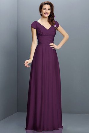 Robe demoiselle d'honneur plissé avec zip en chiffon de princesse a-ligne - Photo 13