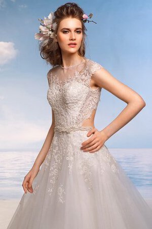 Abito da Sposa A-Line Naturale Cappellino in Tulle con Perline decorato - Foto 2