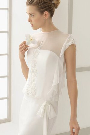 Abito da Sposa a riva con Increspature A Terra in Chiffon con Manica Corte Moderno - Foto 3