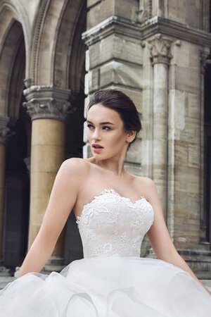 Abito da Sposa Naturale Cuore in Tulle A Terra con Cristino Allacciato - Foto 5