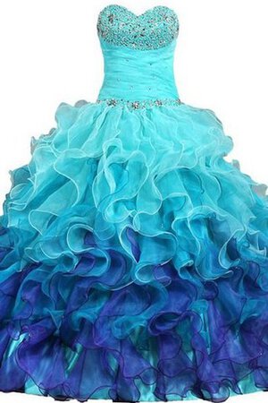 Robe de quinceanera de mode de bal col u profond broder col en forme de cœur manche nulle - Photo 1