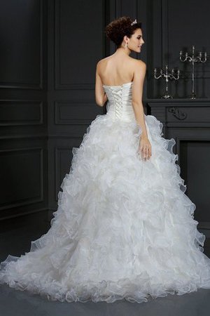 Normale Taille Gericht Schleppe Herz-Ausschnitt Extravagantes Brautkleid mit Blume - Bild 2