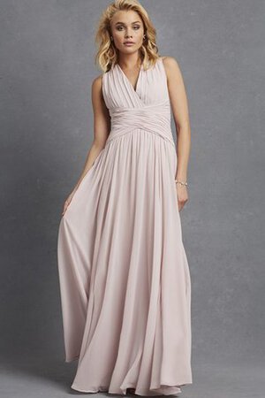 Robe demoiselle d'honneur de col en v entrecroisé avec chiffon a-ligne ruché - Photo 9